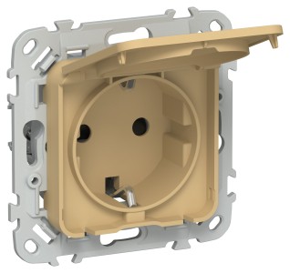 FLITE Розетка с заземлением с защитными шторками и крышкой безвинтовое крепление 16А IP44 РСшкр11-1-44-ФлШм шамуа IEK