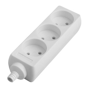 Розеточная колодка GSB-16-2-G-IP20 Easy, 16А, 2 места, с заземлением, без выключателя, IP20.