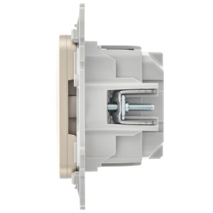 FLITE Розетка с заземлением с защитными шторками безвинтовое крепление 16А РСш11-1-ФлШ шампань IEK