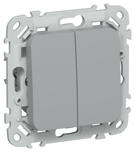 FLITE Выключатель 2-клавишный 10А ВС12-1-0-ФлС серый IEK