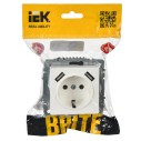 BRITE Розетка 1-местная с заземлением с защитными шторками 16А с USB A+A 5В 2,1А РЮш10-1-БрБ белый IEK