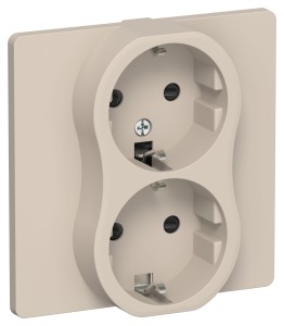 FLITE Розетка 2-местная с заземлением с защитными шторками безвинтовое крепление 16А РСш12-1-К-ФлЛ льняной IEK