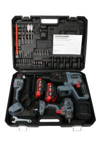 Аккумуляторный бесщеточный НАБОР 3в1 УШМ MKDGA-18V, гайковерт MKDTW-18V, перфоратор MKDHR-18V (Li-ion-2шт 18В, 4.0Ач, З/У)