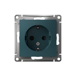 ATLASDESIGN РОЗЕТКА с заземлением со шторками, 16А, механизм, ИЗУМРУД
