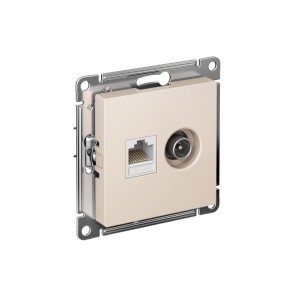 ATLASDESIGN РОЗЕТКА двойная ТВ + компьютерная RJ45 кат. 5e, механизм, БЕЖЕВЫЙ