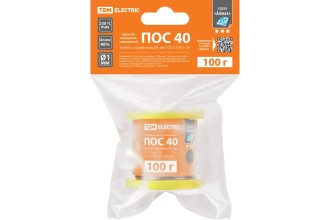 Припой ПОС 40, трубка с канифолью, ГОСТ 21931-76, Ø1 мм, 100 г, катушка, инд. упак., "Алмаз" TDM