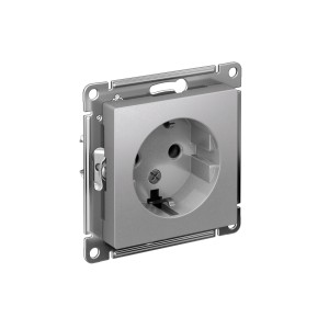 ATLASDESIGN РОЗЕТКА с заземлением без шторок, 16А, механизм, АЛЮМИНИЙ