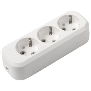 Розеточная колодка GSB-16-3-G-IP20 Classic, 16А, 3 места, с заземлением, без выключателя, IP20 General