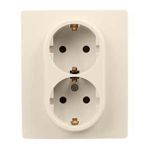 ETIKA Розетка 2местная с заземлением с защитными шторками 16А в сборе слоновая кость