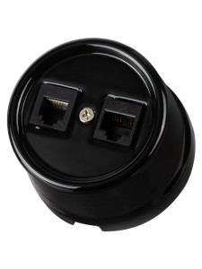 Розетка телефонная RJ11 + компьютерная RJ45 черная «Болонь» TDM