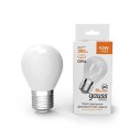 4,5 Вт Лампа Gauss Basic Filament Шар 4,5W 380lm 2700К Е27 milky LED