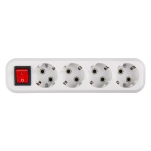 Розеточная колодка GSB-16-4-G-S-IP20 Easy, 16А, 4 места, с заземлением, c выключателем, IP20.