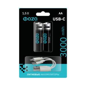 Акк. ФАZА АА 3000 mWh USB BL-2