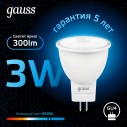 Лампа Gauss MR11 3W 300lm 6500K GU4 LED 1/10/100