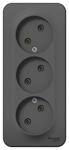 BLANCA О/У РОЗЕТКА 3-ая без заземления без шторок, ИЗОЛ.ПЛ., 16А, 250В, АНТРАЦИТ