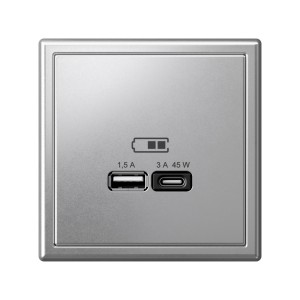 ARTGALLERY USB РОЗЕТКА A + тип-C 45Вт высокоскор.заряд. QC, PD, механизм, АЛЮМИНИЙ