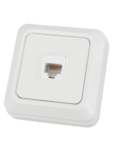 Розетка компьютерная (RJ-45) открытой установки IP20, белая "Ладога" TDM