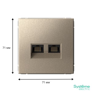 ARTGALLERY РОЗЕТКА двойная компьютерная RJ45+RJ45, кат.6А, механизм, ШАМПАНЬ