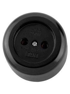 Розетка 2П 16А 250B о/у черная "Ретро" (карболит) TDM