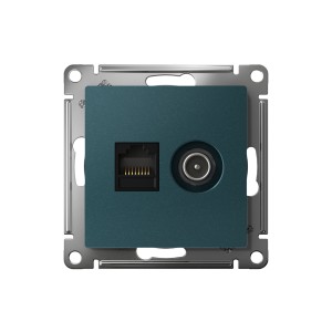 ATLASDESIGN РОЗЕТКА двойная ТВ + компьютерная RJ45 кат. 5e, механизм, ИЗУМРУД