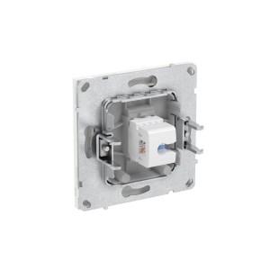 Компьютерная розетка RJ-45 без шторки, кат.5е одинарная, KANT, белый песок DKC