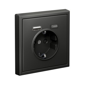 ARTGALLERY РОЗЕТКА 16А с 2 USB A+C, 5В/2,4А/3,0А, 2х5В/1,5А, механизм, БАЗАЛЬТ