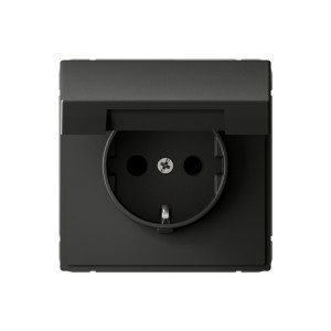 ARTGALLERY РОЗЕТКА с заземл. со шторк. с крышк., 16А, IP20, механизм, быстрозажим. клем., БАЗАЛЬТ