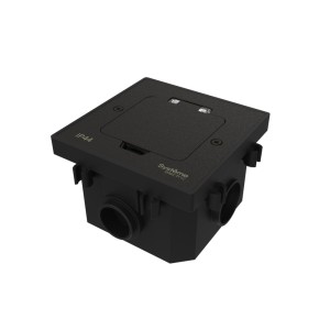 MultiDesk Лючок на 2 модуля IP44 с монтажной коробкой для бетонных полов ЧЁРНЫЙ матовый, тип MDK20