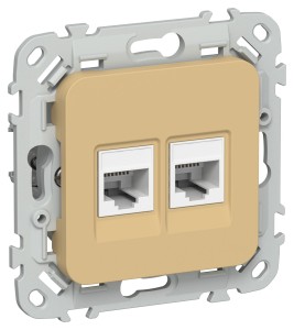 FLITE Розетка 2-местная компьютерная RJ45 категория 5Е UTP РК5е-2-0-ФлШм шамуа IEK