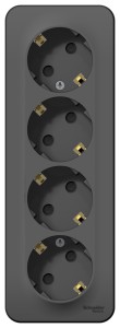 BLANCA О/У РОЗЕТКА 4-я с заземлением со шторками, ИЗОЛ.ПЛ., 16А, 250В, АНТРАЦИТ