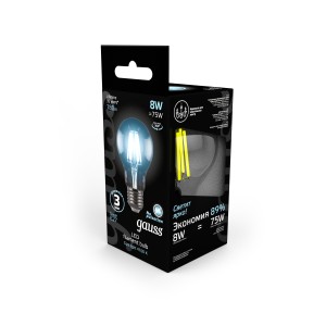 Лампа Gauss Filament А60 8W 780lm 4100К Е27 LED