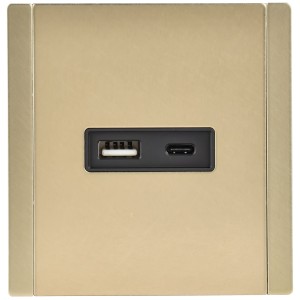 FORTE&PIANO Розетка USB A+C 18Вт FP651M металл шампань IEK