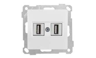 21 - Розетка 2xUSB Type A, для передачи данных, белая