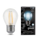 Лампа Gauss Filament Шар 11W 830lm 4100К Е27 LED 1/10/50