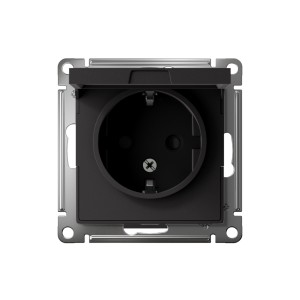 ATLASDESIGN РОЗЕТКА с заземлением со шторками с крышкой, 16А, IP20, механизм, КАРБОН