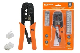 Набор: клещи обжимные KO-9E (RJ-11/45), наконечники RJ-11(10 шт), RJ-45(10 шт), «МастерЭлектрик» TDM