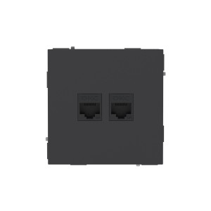 Компьютерная розетка RJ-45 без шторки, кат.6А двойная, KANT, черный уголь DKC