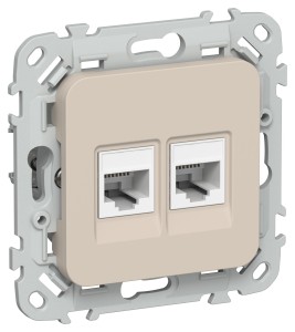 FLITE Розетка 2-местная компьютерная RJ45 категория 5Е UTP РК5е-2-0-ФлЛ льняной IEK