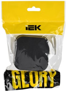 GLORY Выключатель 2-клавишный для открытой установки 10А ВС20-2-0-ХЧм черный матовый IEK