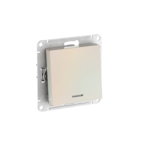 ATLASDESIGN 1-клавишный ВЫКЛЮЧАТЕЛЬ с подсветкой, сх.1а, 10АХ, мех., быстрозажим. клем., ЖЕМЧУГ