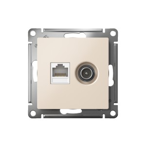 ATLASDESIGN РОЗЕТКА двойная ТВ + компьютерная RJ45 кат. 5e, механизм, БЕЖЕВЫЙ
