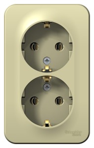 BLANCA О/У РОЗЕТКА двойная с заземлением без шторок, ИЗОЛ.ПЛ., 16А, 250В, БЕЖЕВЫЙ