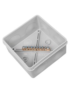 Коробка уравнивания потенциалов(КУП)двухкомп ОП100х100х50мм,шина6х9,8гр.,IP66, инд. ш/к TDM.