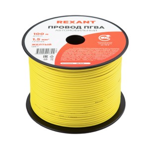 Провод ПГВА 1х1,50мм², желтый, бухта 100м REXANT