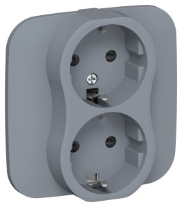 FLITE Розетка 2-местная с заземлением с защитными шторками безвинтовое крепление 16А РСш12-1-А-ФлМ маренго IEK