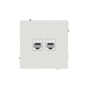 Компьютерная розетка RJ-45 без шторки, кат.6А двойная, KANT, белый песок DKC