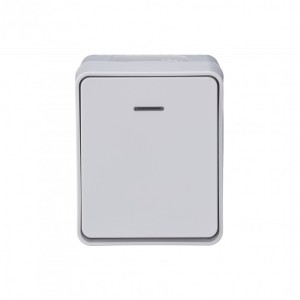 ATLASDESIGN PROFI IP54 О/У 1-клавишный ВЫКЛЮЧАТЕЛЬ с подсветкой, сх.1а, 10АХ, БЕЛЫЙ