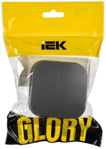 GLORY Выключатель 2-клавишный для открытой установки 10А ВС20-2-0-ХСм сталь матовый IEK
