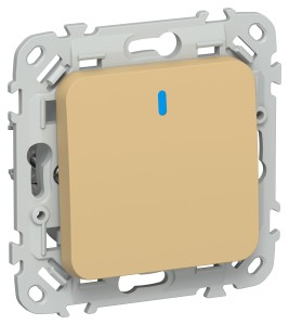 FLITE Выключатель 1-клавишный кнопочный с индикацией 10А ВС11-2-1-ФлШм шамуа IEK