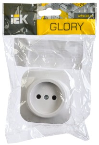 GLORY Розетка 1-местная для открытой установки без заземления без защитных шторок 10А РС20-2-ХБ белый IEK